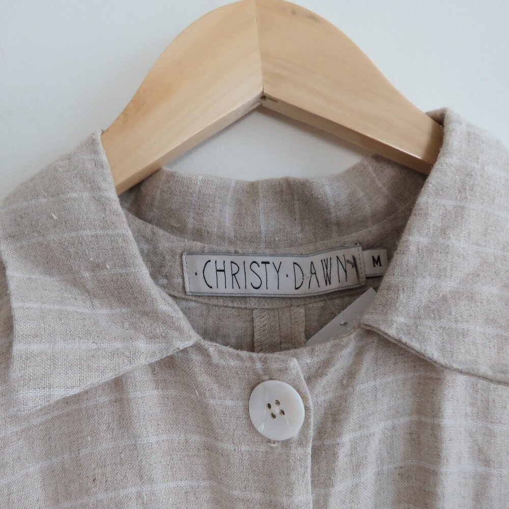 CHRISTY DAWN Phoebe Jumpsuit 100% Linen in Striped Tan Neutral - Size M - Picture 7 of 15